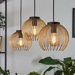 Suspension Keryvaland Noir, 3 Lumieres