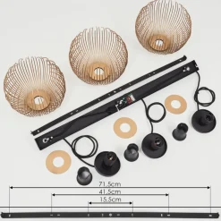 Suspension Keryvaland Noir, 3 Lumieres