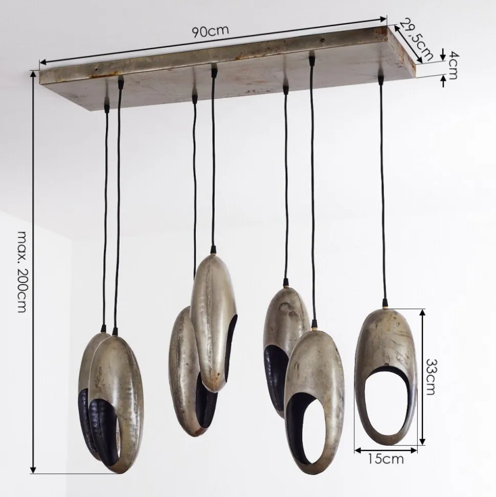 Suspension Lamington Argent Oxyde, 7 Lumieres