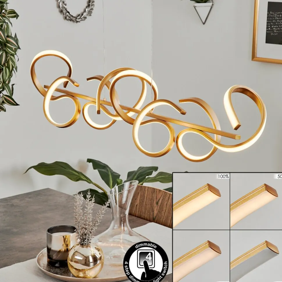 Suspension Lavaca Led Laiton, 4 Lumieres
