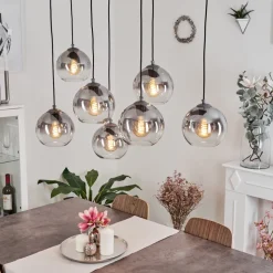 Suspension Leissigen Argent Oxyde, 7 Lumieres