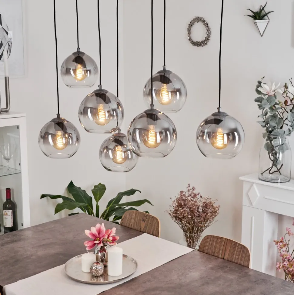 Suspension Leissigen Argent Oxyde, 7 Lumieres