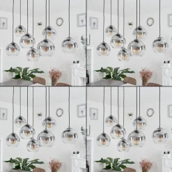 Suspension Leissigen Argent Oxyde, 7 Lumieres