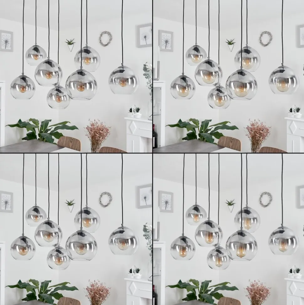 Suspension Leissigen Argent Oxyde, 7 Lumieres