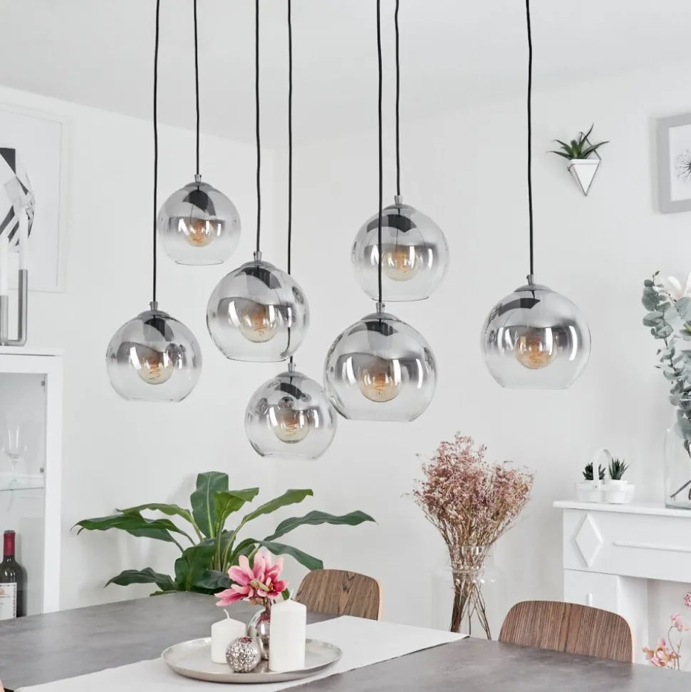 Suspension Leissigen Argent Oxyde, 7 Lumieres