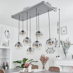 Suspension Leissigen Argent Oxyde, 7 Lumieres