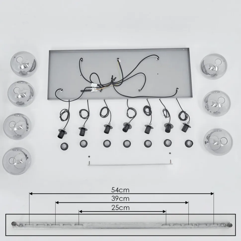 Suspension Leissigen Argent Oxyde, 7 Lumieres