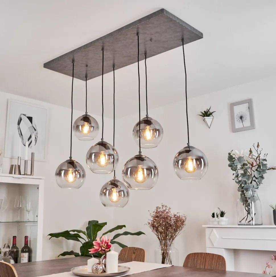 Suspension Leissigen Argent Oxyde, 7 Lumieres