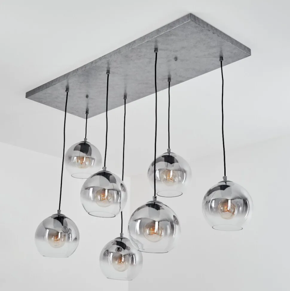 Suspension Leissigen Argent Oxyde, 7 Lumieres
