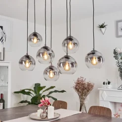 Suspension Leissigen Argent Oxyde, 7 Lumieres
