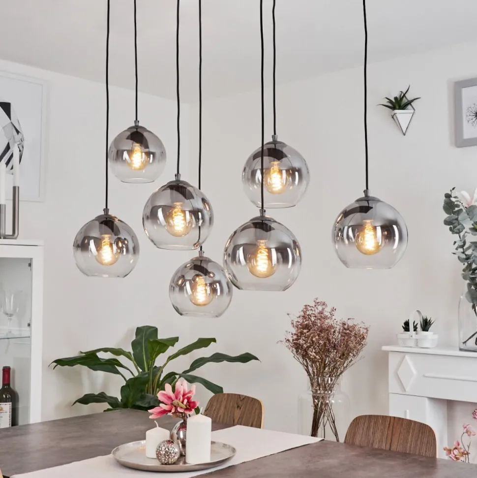 Suspension Leissigen Argent Oxyde, 7 Lumieres