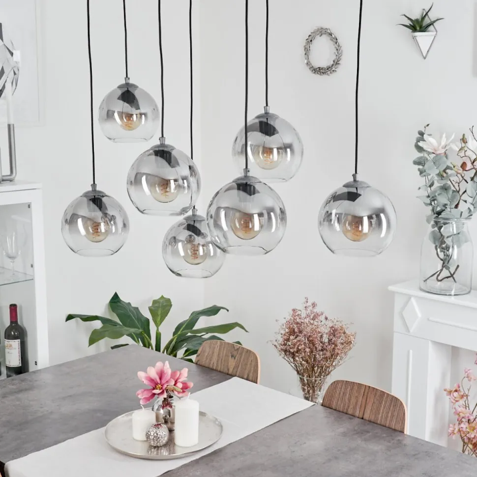 Suspension Leissigen Argent Oxyde, 7 Lumieres