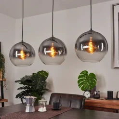 Suspension Leissigen Argent Oxyde, 3 Lumieres
