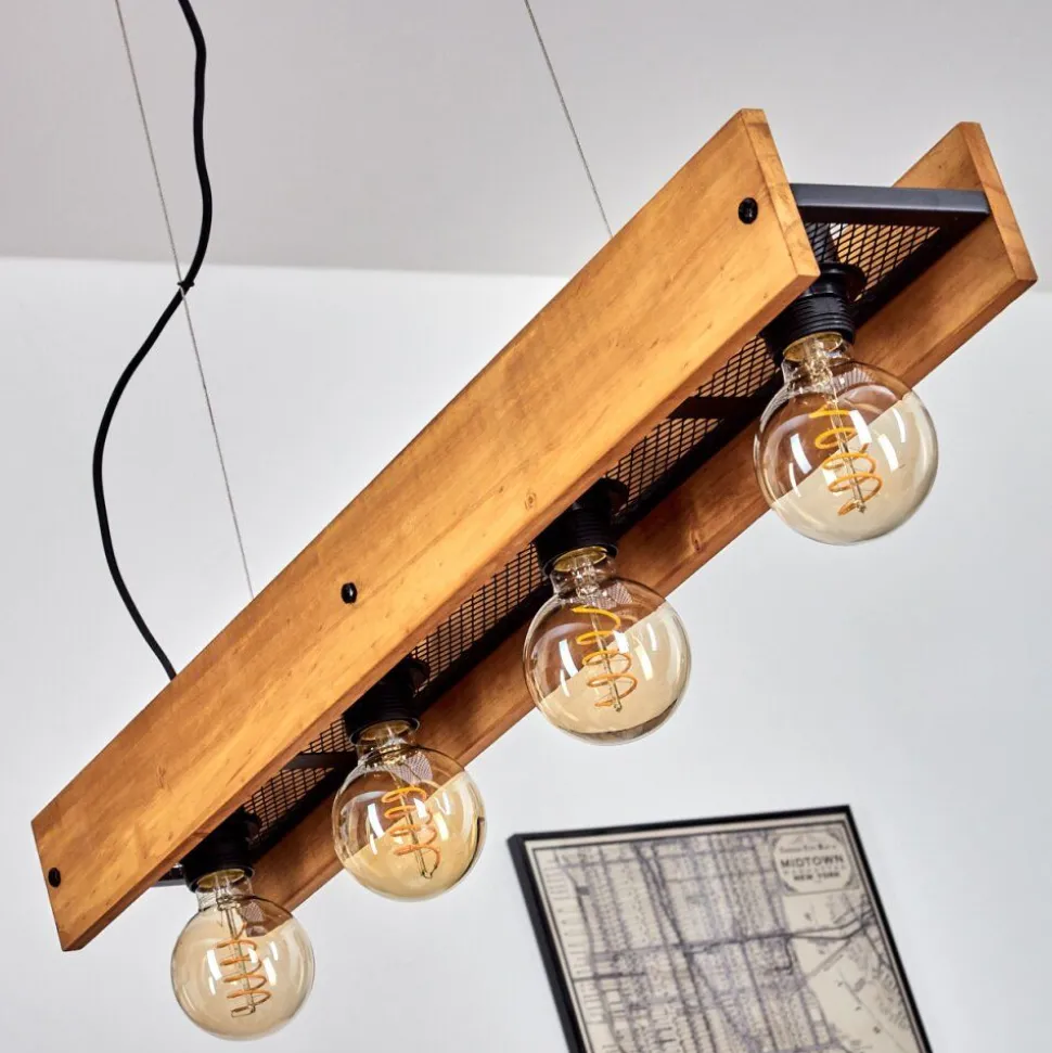 Suspension Maahui Noir, 4 Lumieres