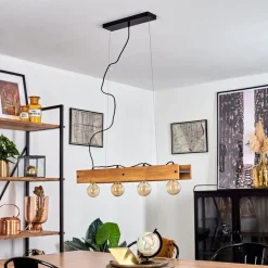 Suspension Maahui Noir, 4 Lumieres