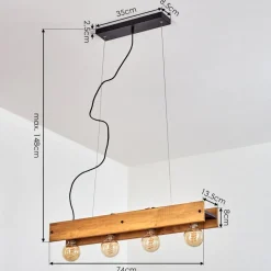 Suspension Maahui Noir, 4 Lumieres