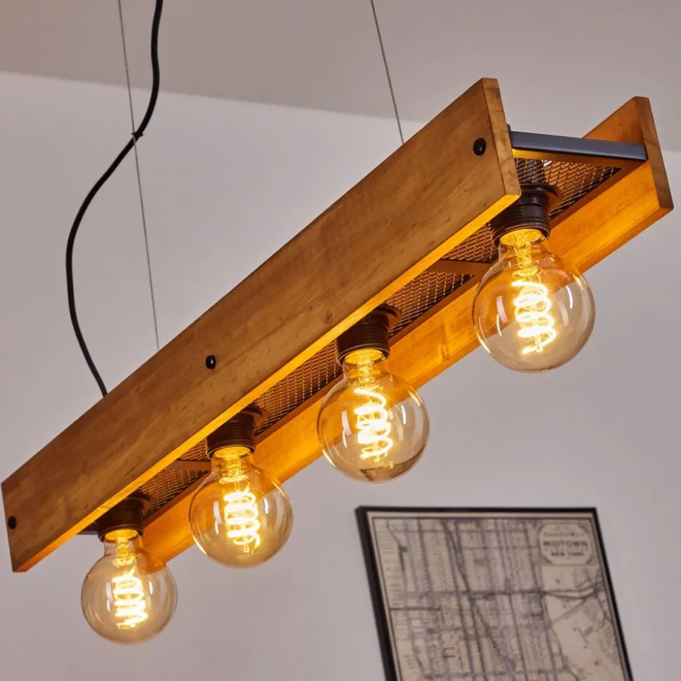 Suspension Maahui Noir, 4 Lumieres