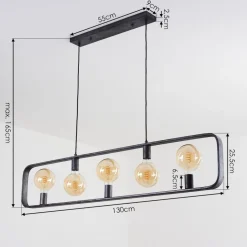 Suspension Maggie Argent Oxyde, 5 Lumieres