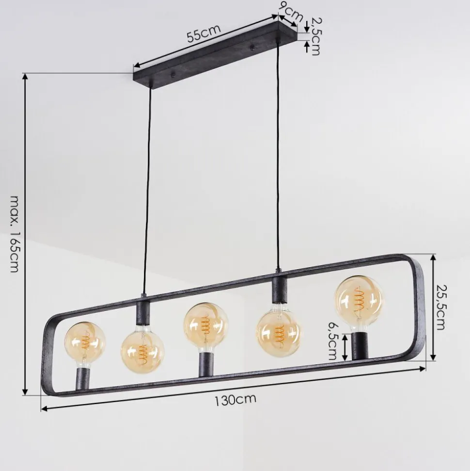Suspension Maggie Argent Oxyde, 5 Lumieres