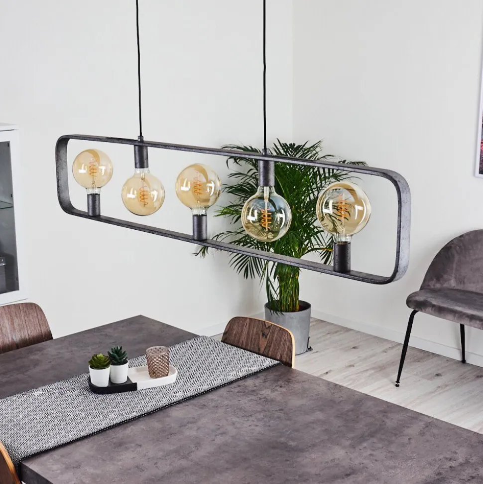 Suspension Maggie Argent Oxyde, 5 Lumieres