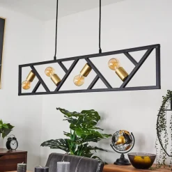 Suspension Maillard Noir, 4 Lumieres