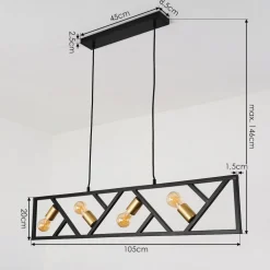 Suspension Maillard Noir, 4 Lumieres