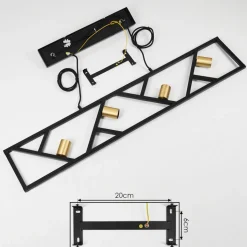 Suspension Maillard Noir, 4 Lumieres