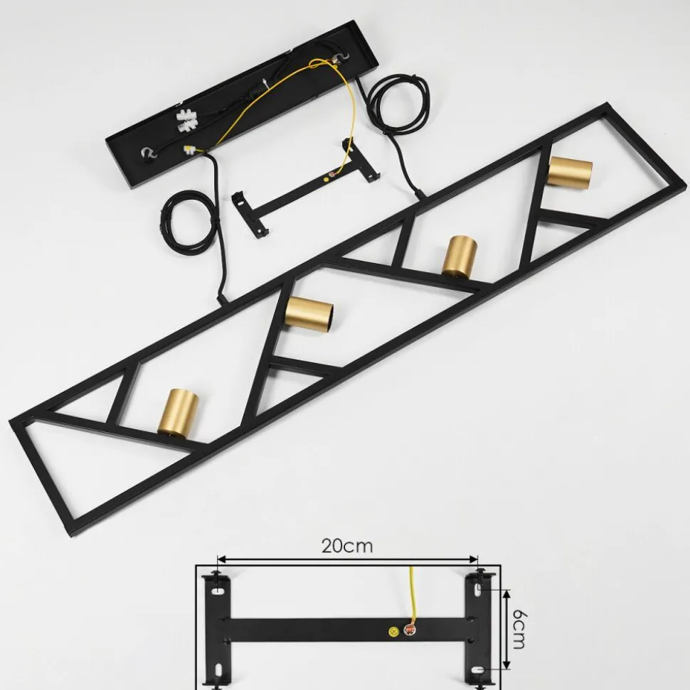 Suspension Maillard Noir, 4 Lumieres