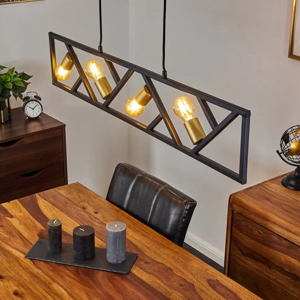 Suspension Maillard Noir, 4 Lumieres