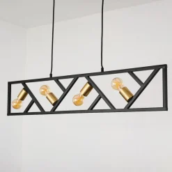 Suspension Maillard Noir, 4 Lumieres