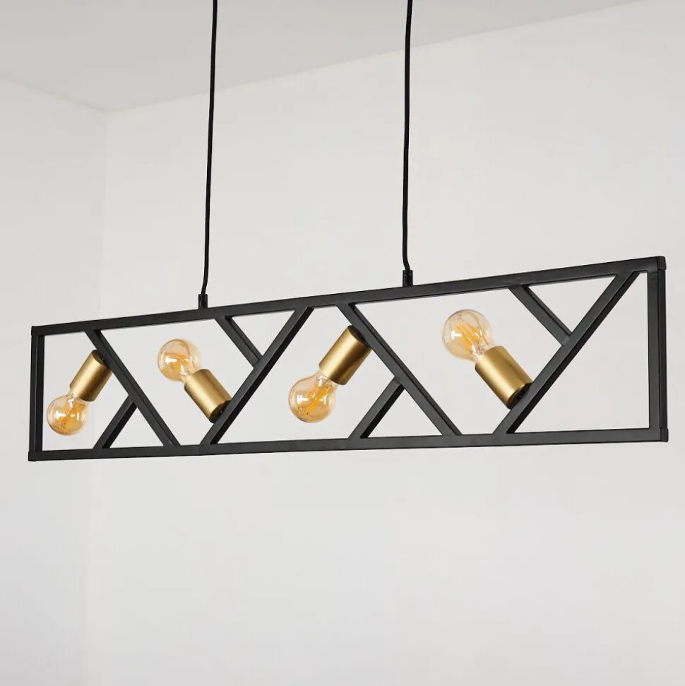 Suspension Maillard Noir, 4 Lumieres