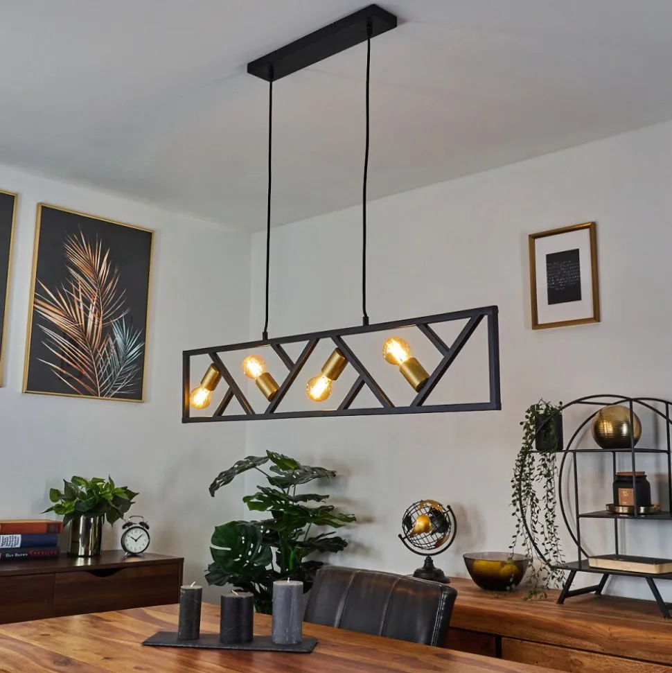 Suspension Maillard Noir, 4 Lumieres