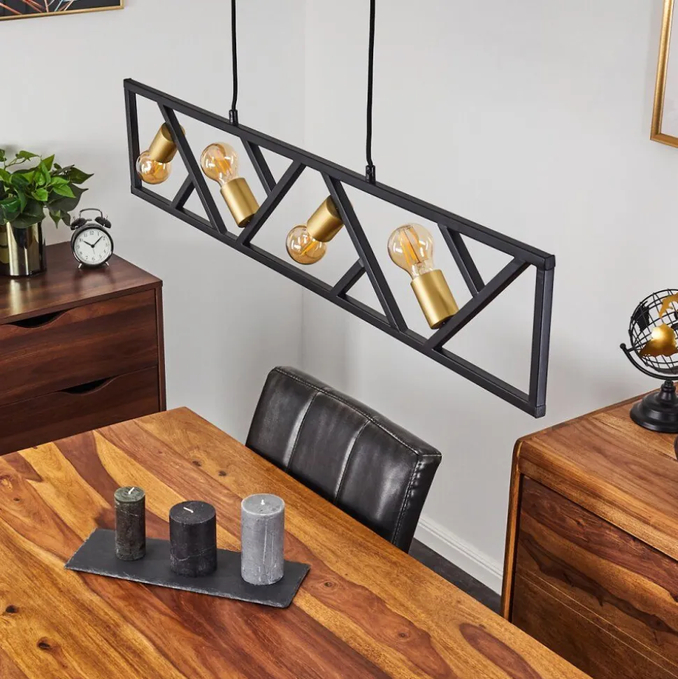 Suspension Maillard Noir, 4 Lumieres