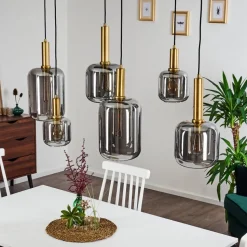 Suspension Maliali Or, Laiton, Noir, 6 Lumieres