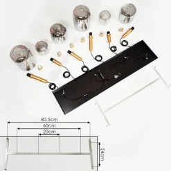 Suspension Maliali Or, Laiton, Noir, 6 Lumieres