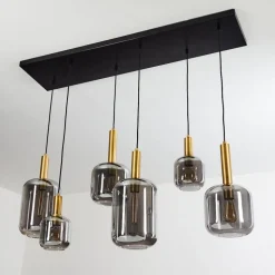Suspension Maliali Or, Laiton, Noir, 6 Lumieres