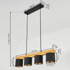 Suspension Malimea Ecru, Noir, 4 Lumieres