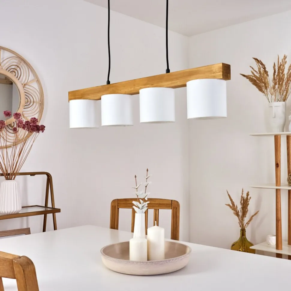 Suspension Malimea Ecru, Noir, 4 Lumieres