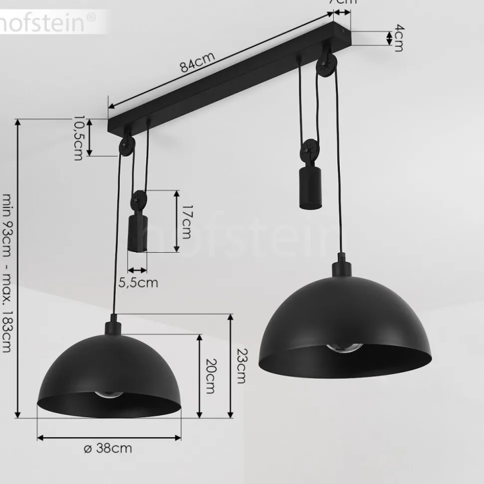 Suspension Manacales Noir, 2 Lumieres