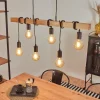 Suspension Mantigan Bois Clair, Noir, 6 Lumieres