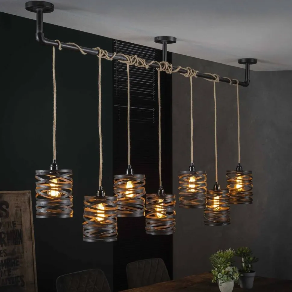 Suspension Margette Noir, 7 Lumieres