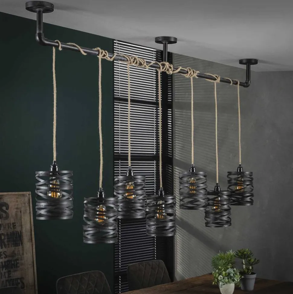Suspension Margette Noir, 7 Lumieres
