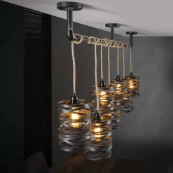 Suspension Margette Noir, 7 Lumieres