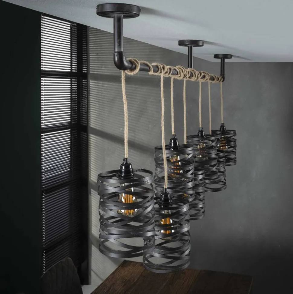Suspension Margette Noir, 7 Lumieres