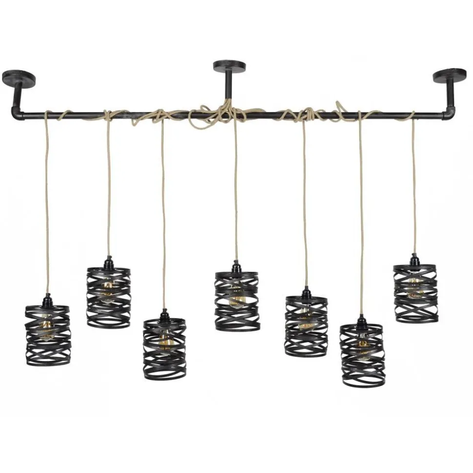 Suspension Margette Noir, 7 Lumieres