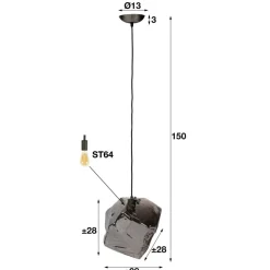 Suspension Marore Argente, 1 Lumiere