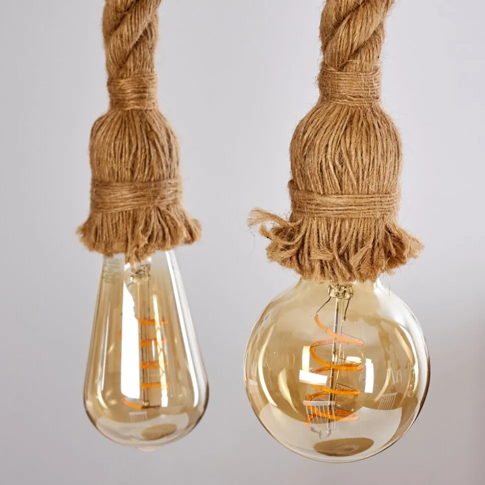 Suspension Menamini Anthracite, Brun, Bois Fonce, 6 Lumieres