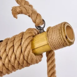 Suspension Menamini Anthracite, Brun, Bois Fonce, 6 Lumieres