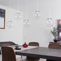 Suspension Mesas Blanc, 5 Lumieres