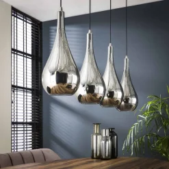 Suspension Missirola Argente, 4 Lumieres